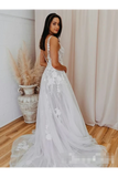 Romantic V Neckline Backless Wedding Dress Appliqued Ball Gown Bridal STIPSMCZA6Q