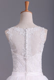 New Arrival Spaghetti Straps Wedding Dresses Sheath Lace & Tulle With Applique Court Train STIPRX2EKZH