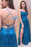 Criss Cross Sequins Prom Dress P2PF2LA3