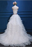 Affordable Strapless Chiffon Sweetheart Lace Ball Gown Wedding Dresses