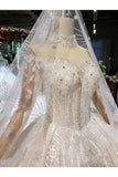 Ball Gown Wedding Dresses Long Sleeves Sweetheart Top Quality Appliques PD9J52PK