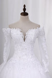 2024 New Wedding Dress A-Line Scoop Long Sleeves Tulle Court Train PF99PYZP