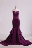 2024 Notched Neckline Prom Dresses Satin Mermaid/Trumpet P12JX9RY