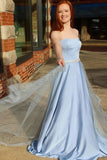 Newest Long Sky Blue Strapless Elegant Prom Dresses P8P9RJP1