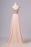 2024 Prom Dress Scoop A Line Floor Length Beaded Tulle Bodice With Chiffon P4NAGRTQ