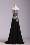 2024 Prom Dresses Mermaid/Trumpet Black Sweetheart Chiffon With PX7R6LQK