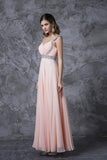 Best Selling Prom Dresses A-Line V-Neck Floor-Length Chiffon PM6ABJ7J