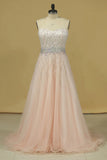 2024 Prom Dresses Sweetheart Tulle With Beading And Rhinestones PC8PMGH7