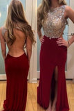 2024 Scoop Beaded Bodice Prom Dresses Spandex With PYRCQLDZ