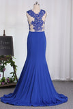 2024 Mermaid See-Through Scoop Prom Dresses With P39GBJ88