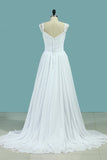 2024 Wedding Dresses A Line Chiffon Off The Shoulder With Applique PMNE4KP9