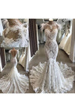 Luxury Lace Mermaid Wedding Dress With Train Sexy Open Back Pearls Wedding STIPE5AS8YA