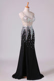 2024 V Neck Prom Dresses Mermaid Chiffon&Tulle Sweep Train With PCPJFXCB