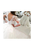 2024 Wedding Dresses V Neck Sheath With Applique Long Sleeves PE4X7NXQ