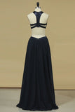 2024 Open Back Prom Dresses Sheath Scoop Chiffon Sweep P7SZ8B8A