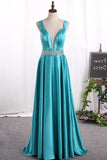 2024 New Arrival A Line Prom Dresses Straps Satin PG7Q2MKA