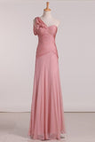 2024 A Line One Shoulder With Ruffles Bridesmaid Dresses Chiffon Floor PPTNAY8K