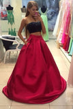 2024 Prom Dresses Sweetheart Satin With Beading P861F28J