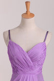 2024 Bridesmaid Dresses A Line Spaghetti Straps With Ruffles PDSLEG27