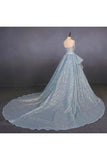 Gorgeous Strapless Puffy Prom Dress Glitter Sheath Evening Dress With PTC7P6L8