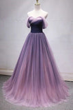 Off The Shoulder Tulle Long Prom Dresses Princess P923QL4A