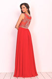 2024 Scoop Prom Dresses A Line Beaded Bodice PRKJQ7JP