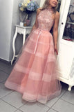 Sexy V neck Tulle Beading Spaghetti Straps Tulle Prom Dresses with Split, Formal Dress STI15369