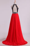 2024 Bicolor Halter A Lline Prom Dresses Sequined Bodice Sweep Train P2P4Q2RR