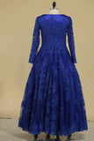 2024 Dark Royal Blue Long Sleeves A Line Tulle With PTF3GKQC