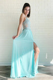 2024 Chiffon Prom Dresses With Applique Sweep Train PH7A6QB8