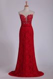 2024 Scoop Mermaid/Trumpet Prom Dresses With Applique Burgundy/Maroon Lace PXQ7H56J