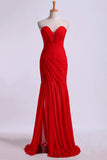 2024 Prom Dresses Sheath Sweetheart Chiffon With Slit P93ZZMFJ