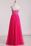 2024 Sweetheart A-Line Tulle Prom Gown Beaded Bodice PSY2TPNS