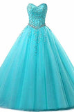 Tulle Beading Sweetheart Neck A Line Sleeveless Wedding Bridesmaid Long Evening Festive PCPP49NC