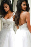 2024 Wedding Dresses Spaghetti Straps Tulle With Applique A Line PTTPAMEH