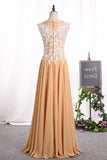 2024 Prom Dresses A Line Scoop With Applique Chiffon PF3YD6E3