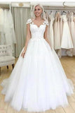 Retro Cap Sleeves Ball Gown Wedding Dress With PA3S395L