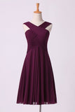 2024 Bridesmaid Dresses Pleated Bodice V-Neck A Line Knee Length PAZBNE63