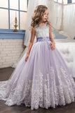 2024 Flower Girl Dresses Scoop Ball Gown Tulle With Applique And P2B63536