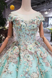 2024 New Prom Dresses Off-The-Shoulder Ball Gown Lace Up Back PTEL3ZKN