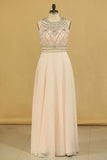 2024 Prom Dresses Scoop Beaded Bodice A Line Chiffon Floor PZS86A9T