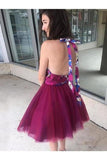 Chic A-Line Short Prom Dress Halter Homecoming Dresses PE2F92K8