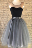 2024 Homecoming Dresses A Line Scoop With Sash/Ribbon Knee Length PMYB5AF8