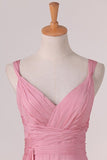 2024 New Arrival Straps Bridesmaid Dresses Chiffon With Ruffles A PRM3CQMT