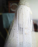 Elegant Short Sequins Tulle Wedding Veils with Stars STI15580