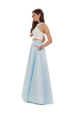 2024 Two Pieces Prom Dresses Satin With Applique PNT1HM5M