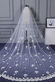 3M Tulle Ivory Wedding Veils with Appliques, Fashion Hand Made Flowers Wedding Veils STI15544