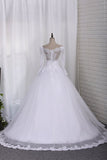 2024 New Wedding Dress A-Line Scoop Long Sleeves Tulle Court Train PF99PYZP