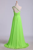 2024 Prom Dresses A Line One Shoulder Chiffon With PJGRPYPP