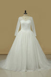 2024 Wedding Dresses A-Line V-Neck Chapel Train Tulle PQNL5EBB